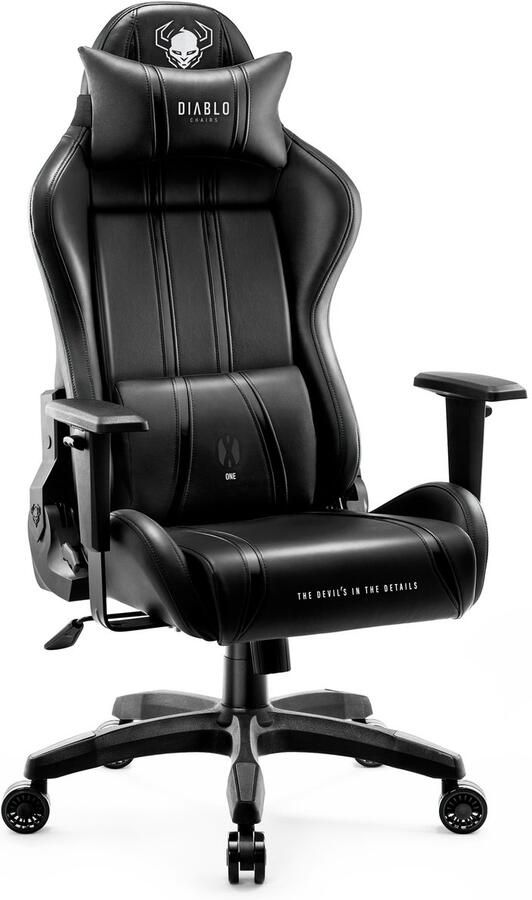Diablo Chairs Grote Draai Gaming Stoel met Kussen voor comfortabel gamen Gamingstoel Zwart