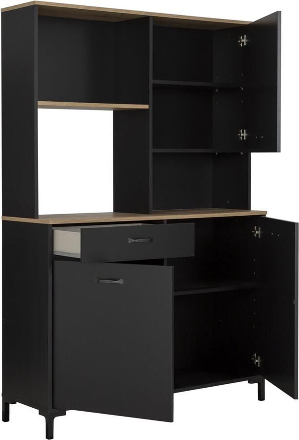 Diagon Trendmeubel Opbergkast keukenbuffet 120cm 1 lade 2 deuren MANCHESTER zwart