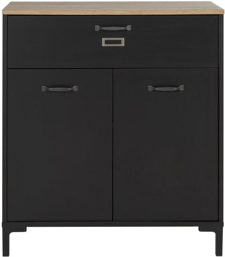 BELFURN Manchester keukenbuffet 81cm 1 lade 2 deuren kleur zwart met helvezia eik