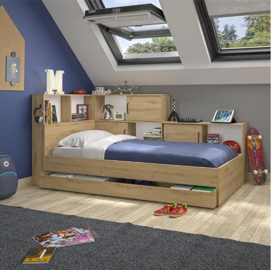 Gami Ledikant met bergruimte Erwan veel opbergruimte Made in France verschillende kleuren