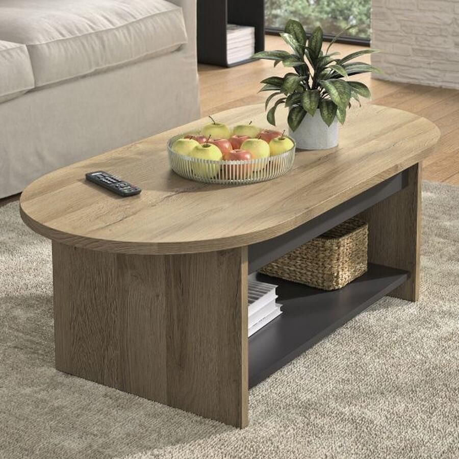 Diagone EMOB Salontafel Soho 110 x 55 x 39 cm Bruin Gautier Ovale salontafels Bruin MDF Ovale salontafels Op voorraad