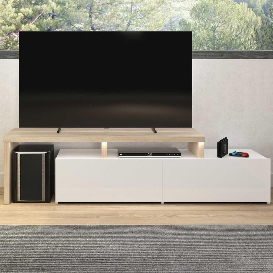 Diagone TV Meubel Tv-meubel Mikao hoek 150cm Wit; Bruin