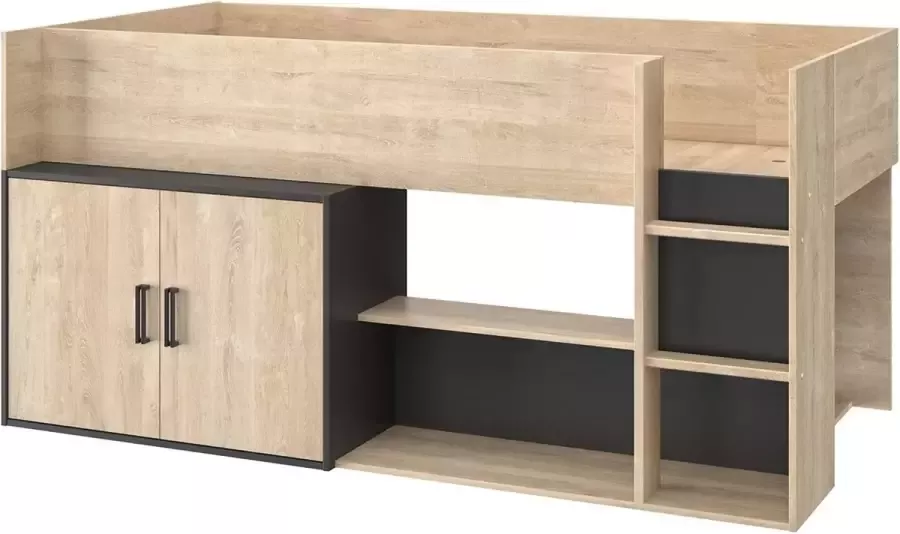 Diagone Halfhoogslaper Zjef met kastje en legplank 90x200 Bruin