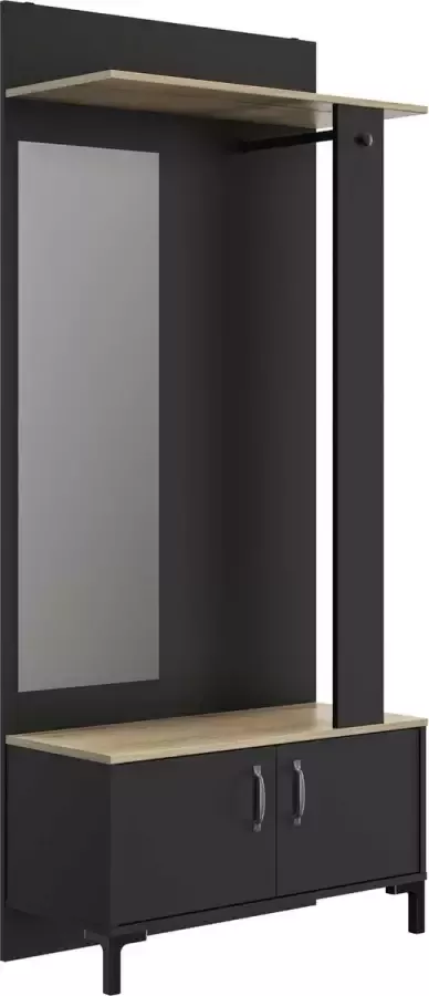 Gamm GAMI halkast met 2 deuren Made in France Sonoma eiken en zwart decor L 81 x H 190 x D 37 cm STORE - Foto 11