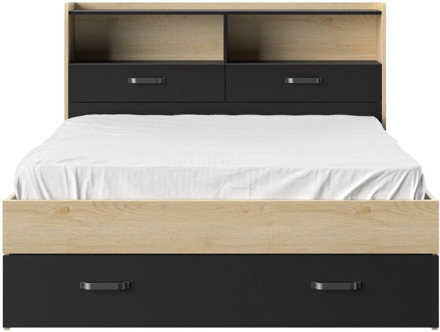 Diagone EMOB Twijfelaar met opbergladen Sabia 140 x 190 Châtaignier-design Gautier Bedden met lades Bruin; Antraciet MDF Bedden met lades Tweepersoons Normaal bed Op voorraad - Foto 2