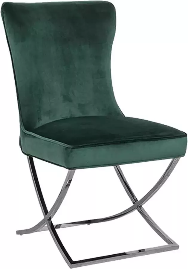 DiamantMeubelen Eetkamerstoel Ribe Groen Met zilveren poten