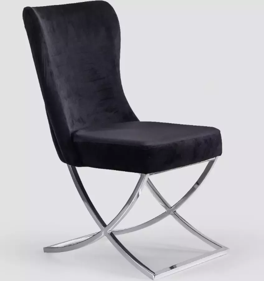 DiamantMeubelen Eetkamerstoel Ribe Zwart Met zilveren poten
