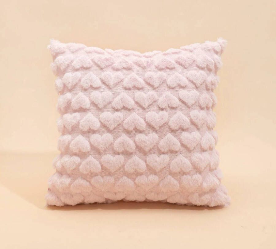 Diamond-Heart Roze hartjes kussenhoes set 45x45 cm 2 stuks roze Woonaccessoires bank sierkussenhoes