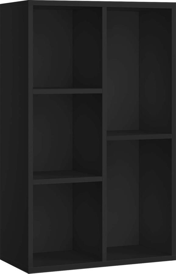 DiBasso Vakkenkast met 5 vakken Open kast Opbergkast Kledingkast Boekenkast Geschikt voor slaapkamer kinderkamer woonkamer kantoor 50 x 24 x 80 cm (B x D x H) Zwart