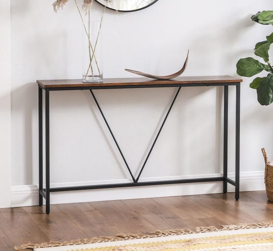 DiBasso Wandtafel Haltafel Sidetable Dressoir 100 x 35 x 80 cm (L x B x H) Hout Metaal Industrieel design Verstelbare Poten - Foto 2