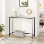 DiBasso Wandtafel Haltafel Sidetable Dressoir 100 x 35 x 80 cm Opbergrek Gehard Glas Makkelijke Montage Verstelbare Poten Zwart - Thumbnail 1