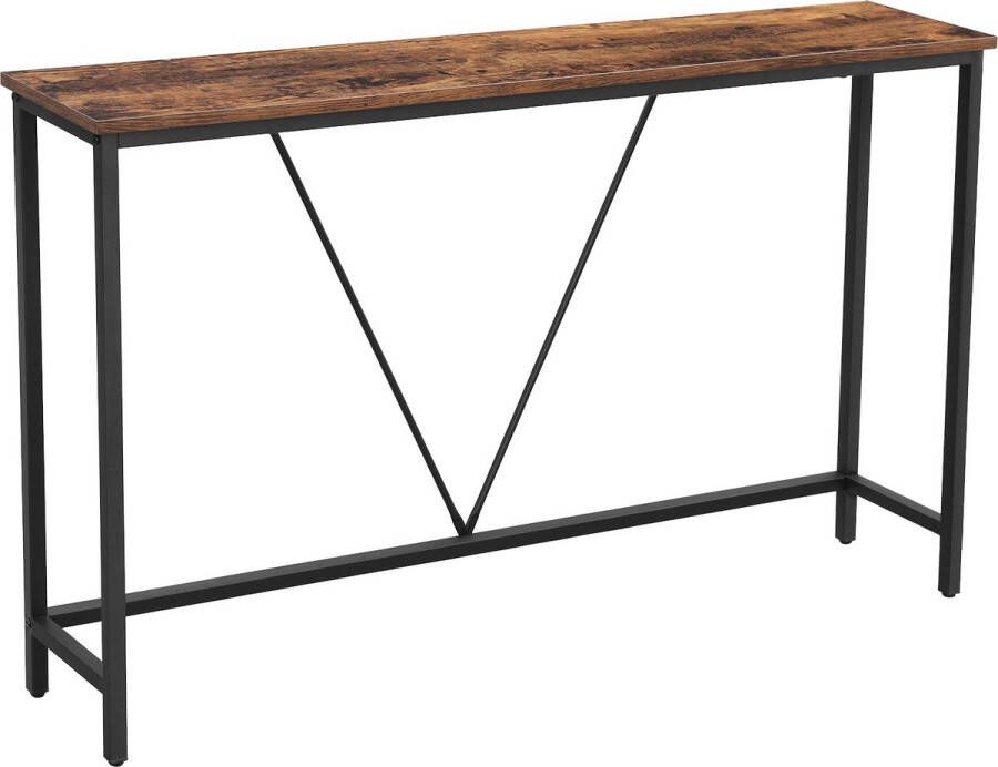 DiBasso Wandtafel Haltafel Sidetable Dressoir 120 x 23 x 74 cm (L x B x H) Industrieel design Verstelbare Poten Metaal Hout Bruin