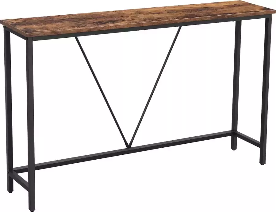 DiBasso Wandtafel Haltafel Sidetable Dressoir 119 x 22 x 73 cm (L x B x H) Industrieel design Verstelbare Poten Metaal Hout Bruin - Foto 2
