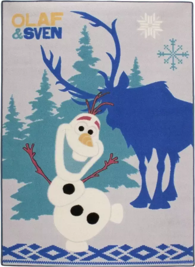 DICLYA BVBA Associated Weavers Disney Frozen Olaf en Sven Vloerkleed 95 cmx133 cm Blauw