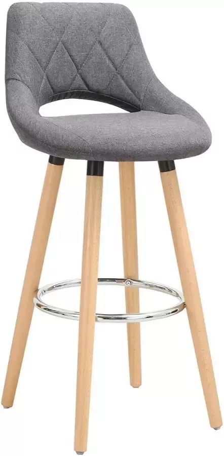 Diferza™ 1 X Barkruk Gemaakt Van Linnen Houten Frame Keukenstoel