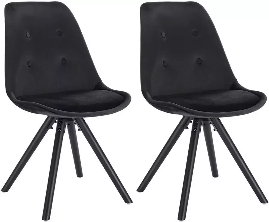 Diferza™ 2 Pieces Eetkamerstoel Seat In Velvet Kitchen Chair Wooden Frame Black