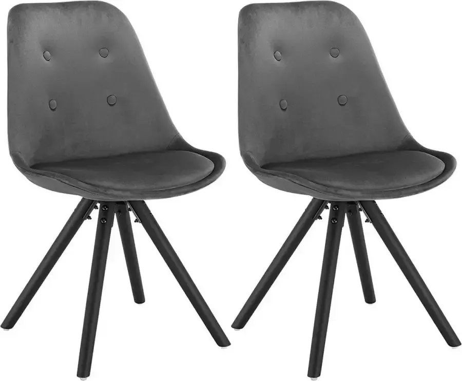 Diferza™ 2 Pieces Eetkamerstoel Seat In Velvet Kitchen Chair Wooden Frame Dark Grey