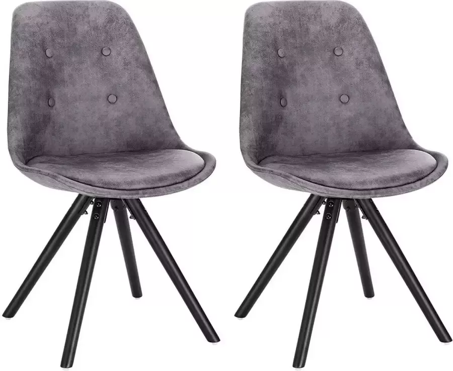 Diferza™ 2 Pieces Eetkamerstoel Seat Made Of Stof Bekleding Keukenstoel Wooden Frame Dark Grey