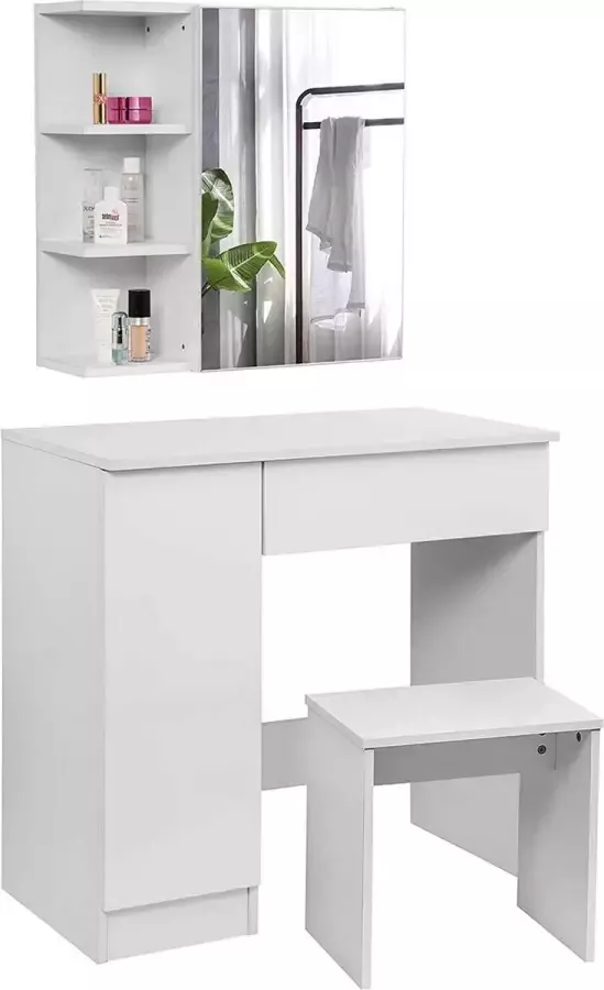 Diferza™ 3 In 1 Dressing Tafel Met Kruk En Spiegel Wit