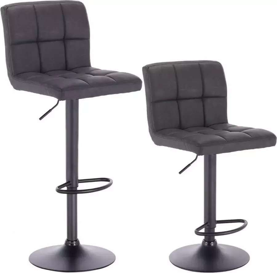 Diferza™ Barkruk Set Van 2 Barkruk Tegenkruk Bistrokruk Met Rugleuning Antraciet