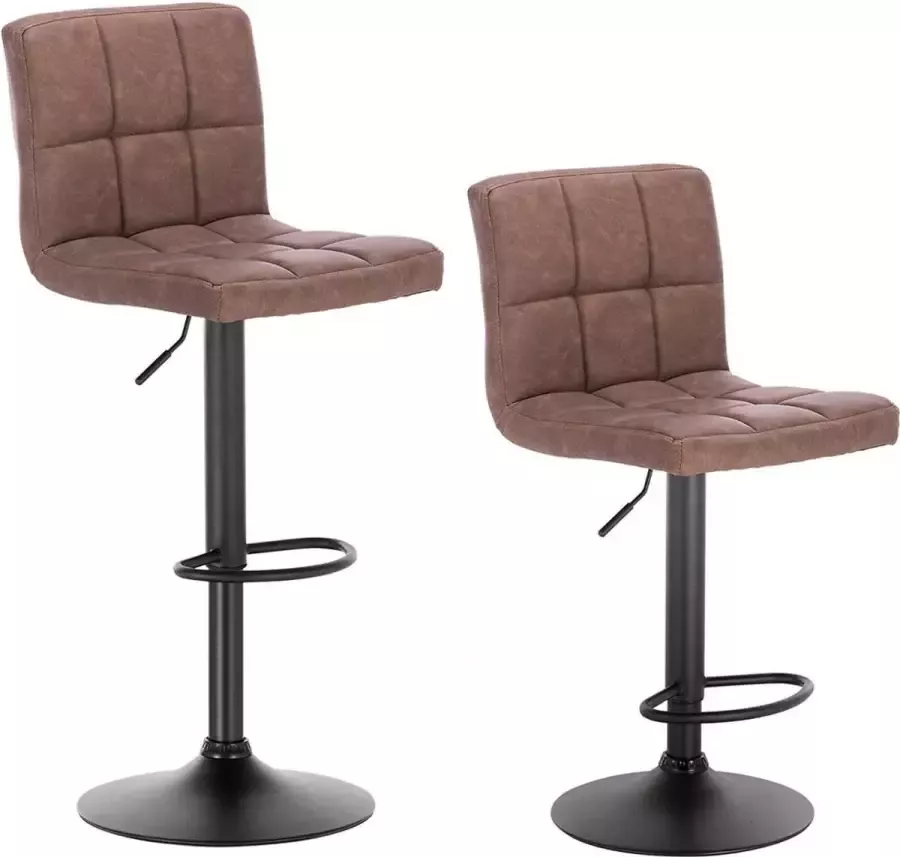 Diferza™ Barkruk Set Van 2 Barkruk Tegenkruk Bistrokruk Met Rugleuning Donkerbruin