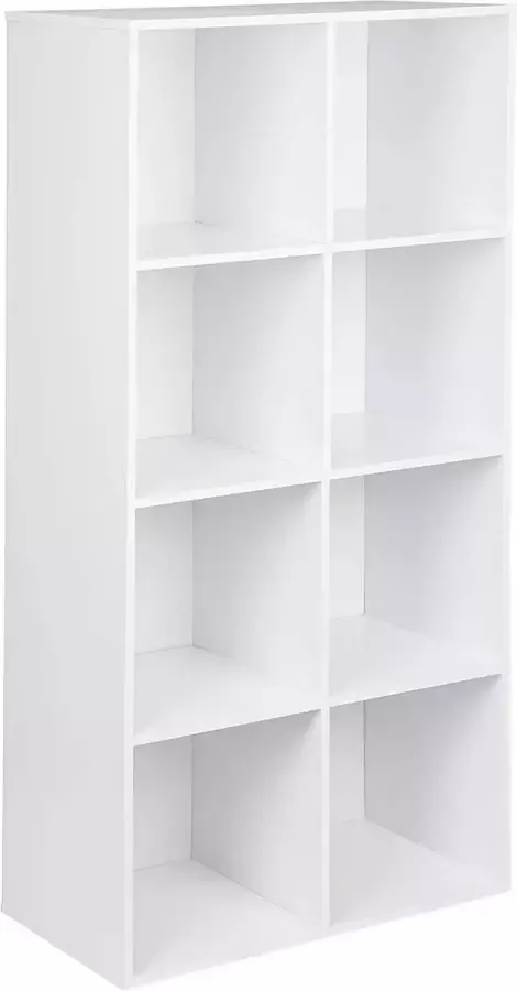 Diferza™ Boekenplank 8 Vakken Staand Plank Wit Vrijstaand Kubus Plank 60x121x29.5 Cm