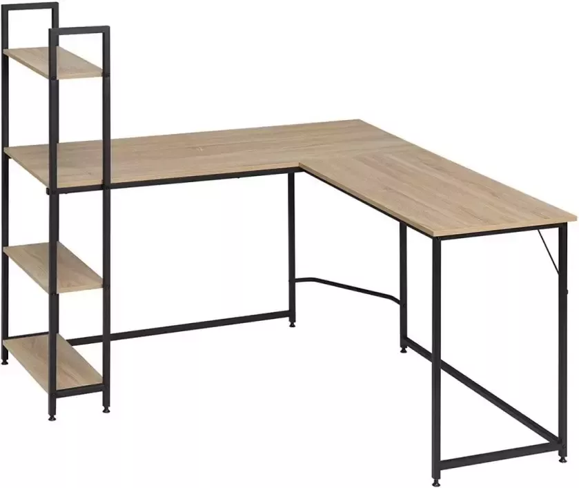 Diferza™ Bureau Hoekbureau L-vorm Computerbureau Met 4 Planken