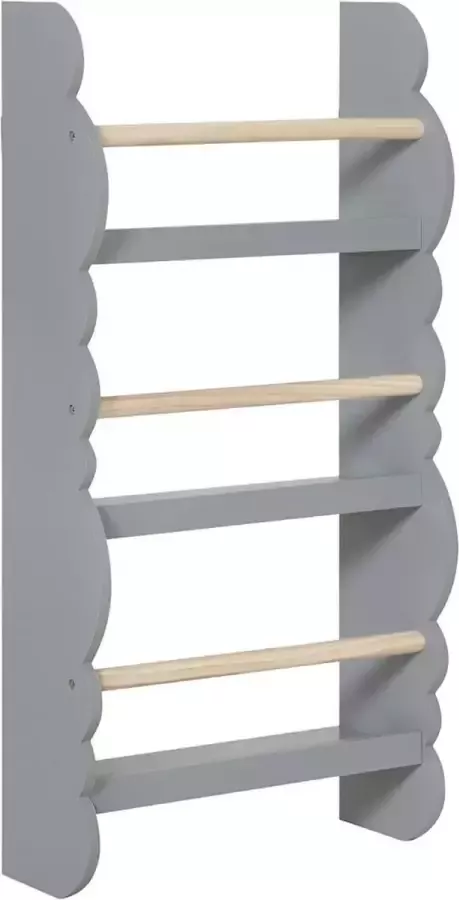 Diferza™ Kinderen Boekenkast Wand Plank Gemaakt Van Grenen E1 MDF Met 3 Planken Grijs