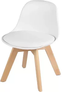 Diferza™ Kinderstoel Met Houten Poten En Rugleuning Zit Hoogte 33 Cm Voor Kids Kamer Wit