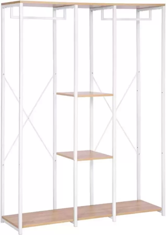 Diferza™ Kledingrek Met Plank Gemaakt Van Hout & Staal In Maat XXXL Wit-eiken Licht