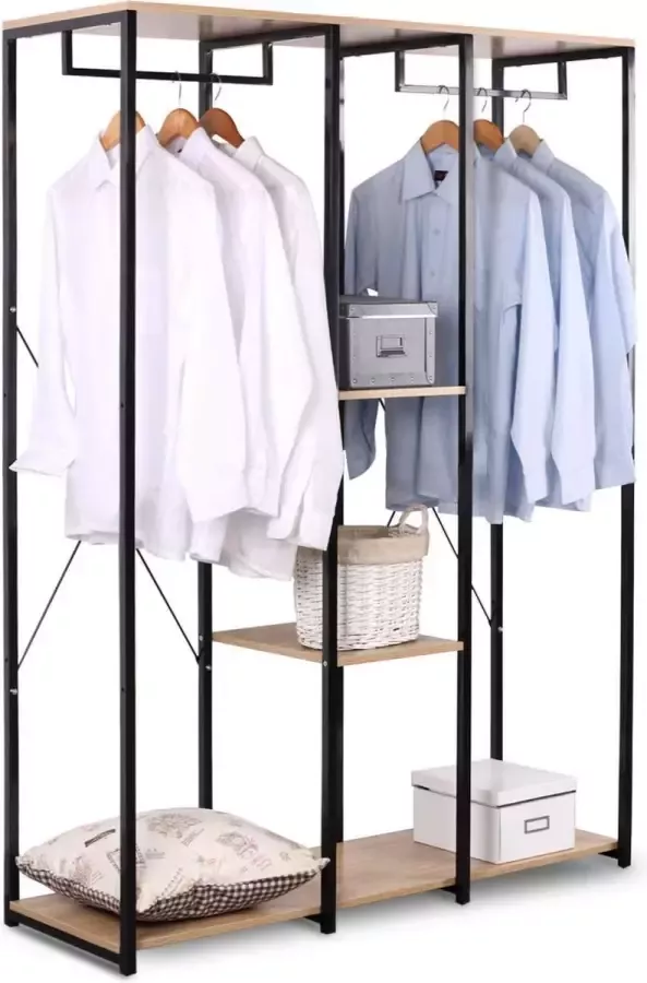 Diferza™ Kledingrek Met Plank Gemaakt Van Hout & Staal In Maat XXXL Zwart-eiken Licht