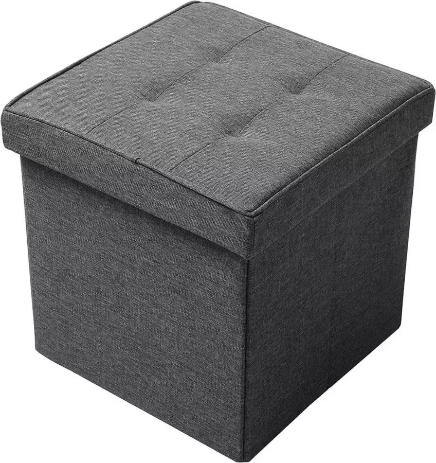 Diferza™ Kruk Met Opberger Ruimte Zit Van Linnen 37 5x37 5x38CM(LxBxH) Grijs