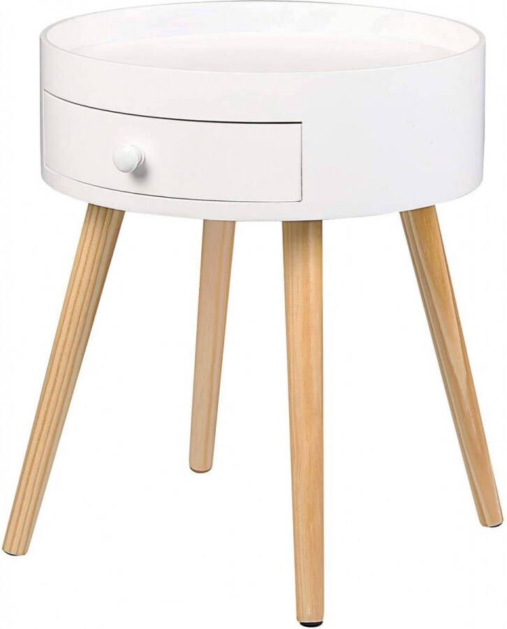 Diferza™ Nachtkastje Met Lade Modern Rond Wit