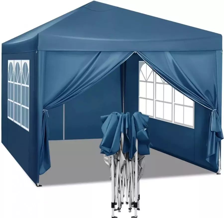 Diferza™ Tuinhuisje Pop Up Waterdicht Parasol Camping Pagodetent 3 X 3 M Blauw