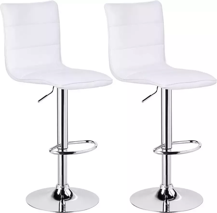 Diferza™ Set Van 2 Barkrukken Designer Kruk In Faux Leer Met Handvat Wit