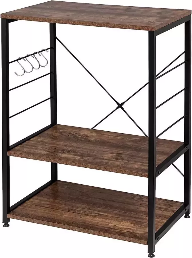 Diferza™ Staand Plank Van Hout & Metaal Met 3 Planken Voor Keuken Vintage-bruin