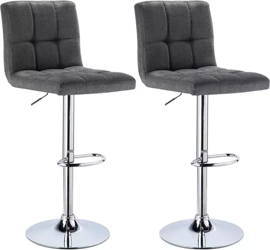Diferza™ Stijlvol Bar Kruk Set Van 2 Canvas & Metaal Poten Donkergrijs
