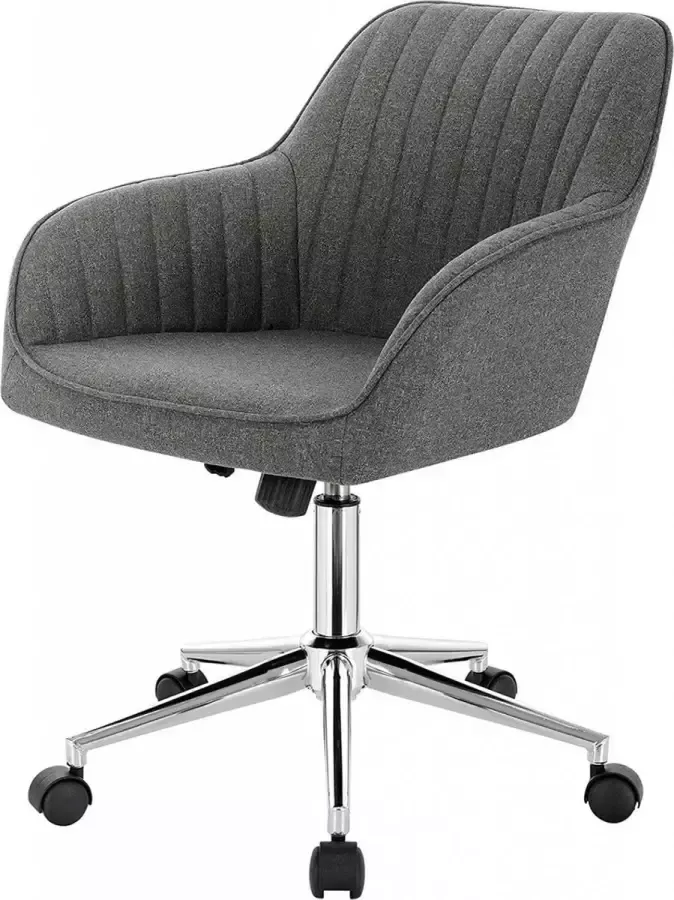 Diferza™ Werkkruk Bureaustoel Met Rugleuning Linnen Model Kerstin Donkergrijs