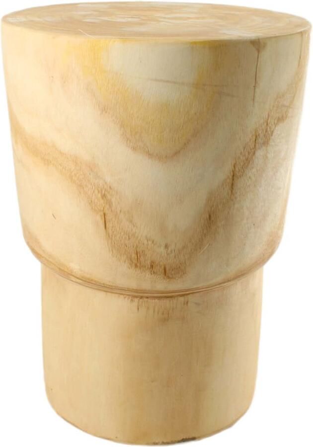 Dijk Natural Collections DKNC Bijzettafel rond Micki Paulowniahout 28x28x38cm Beige - Foto 2