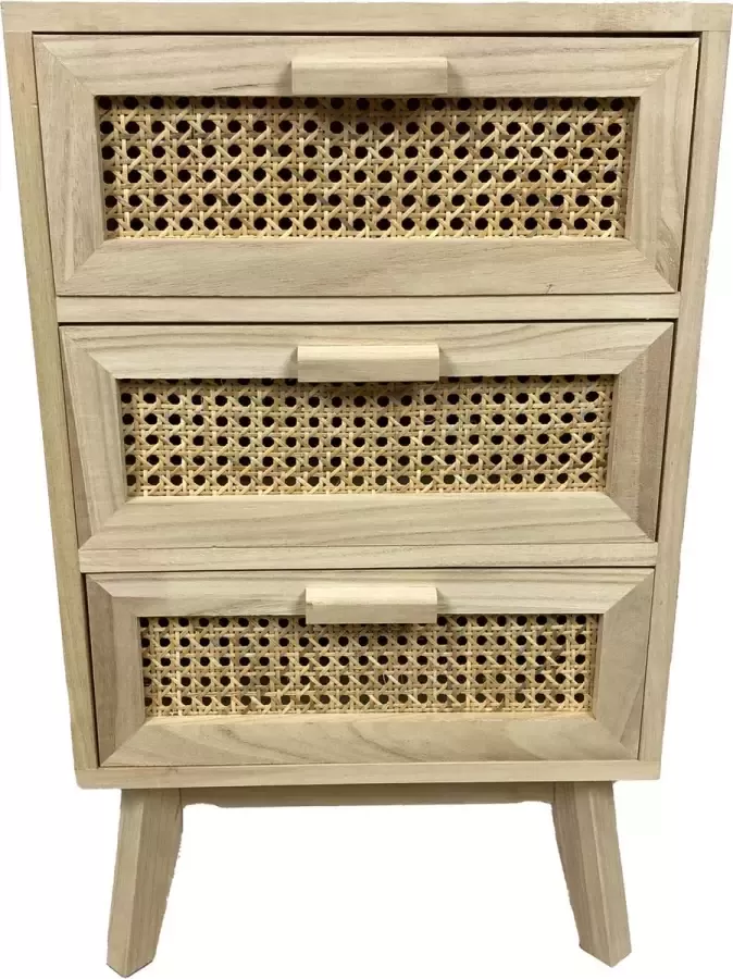 Dijk Natural Collections DKNC Kast met geweven band paulownia hout 38x28x62cm Natuurlijk - Foto 1