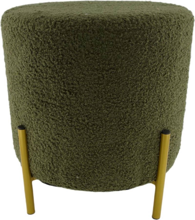 Meubelplaats Poef Bouclé met gouden metalen onderstel Groen Kerstcadeau