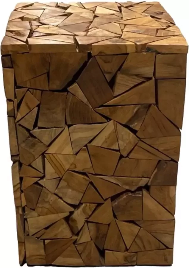 Dijk Natural Collections DKNC Kruk vierkant hout 32x32x42cm Natuurlijk - Foto 1