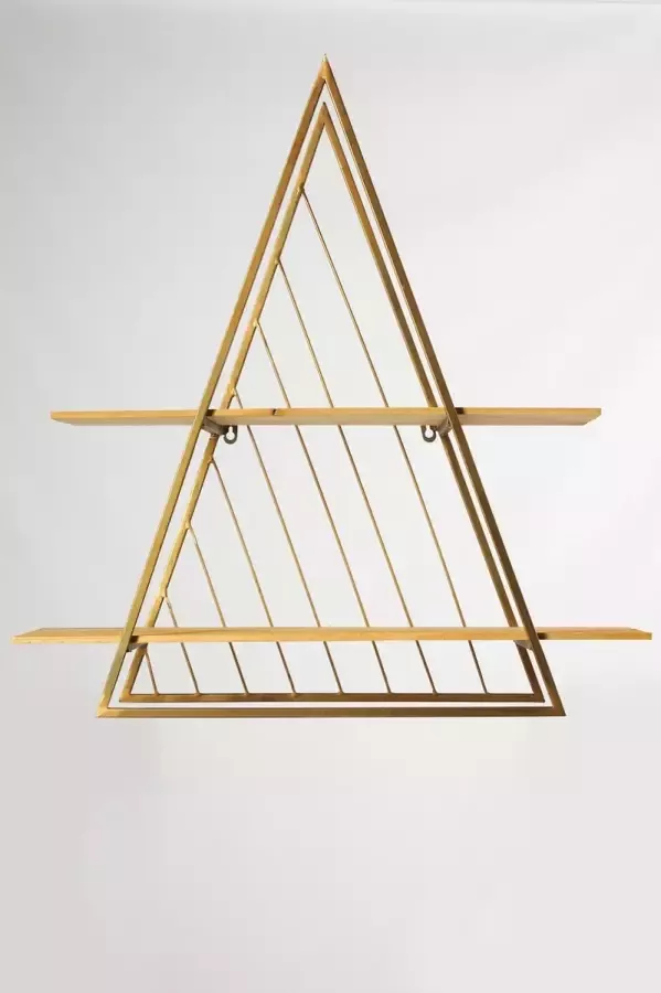 Dijk Natural Collections Wandrek 2 plankjes goud 58 x 22 x 70 cm metaal driehoekig