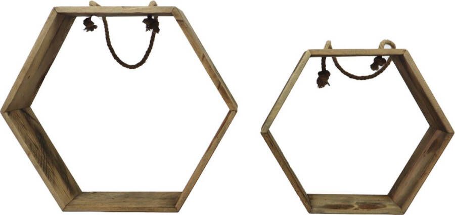 Dijk Natural Collections DKNC Wandrek Colombia Hout 64x19x55cm Set van 2 Bruin