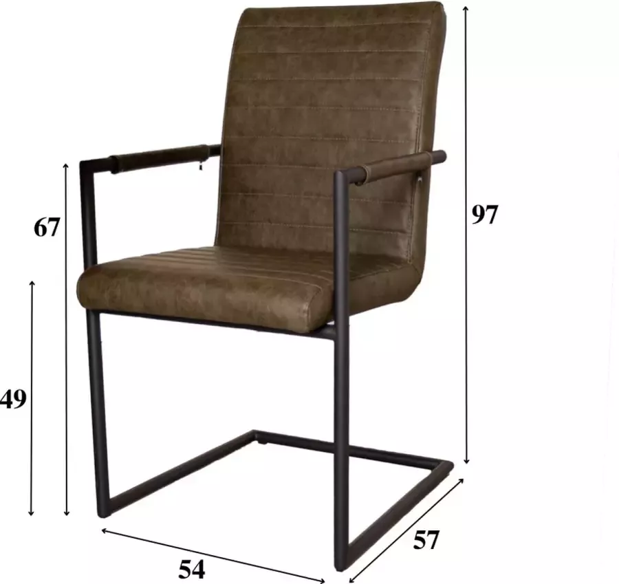 Dimehouse Bras Eetkamerstoel Groen Industrieel Met Armleuning - Foto 3