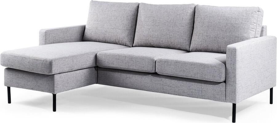 Dimehouse 3-zits hoekbank Flavie stof grijs links en rechts Stof Scandinavisch & Basic 200 x 133 x 80 cm