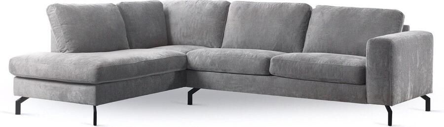 Dimehouse 3-zits hoekbank Perla stof grijs links Stof Scandinavisch & Basic 262 x 206 x 84 cm
