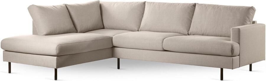 Dimehouse 3-zits hoekbank Romi stof beige links Stof Scandinavisch & Basic 263 x 203 x 83 cm