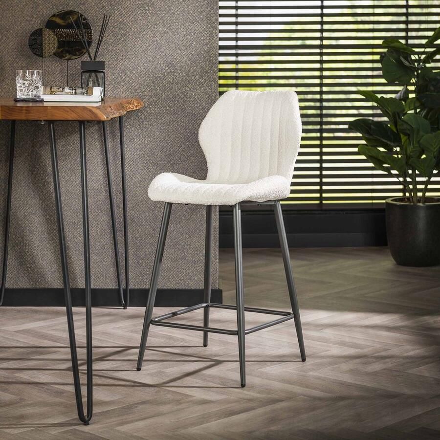 Dimehouse Barkruk Chantal bouclé set van 2 Wit