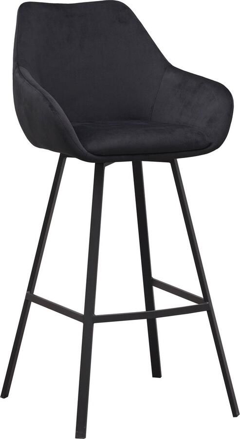 Dimehouse Barkruk Elise velvet zwart draaibaar met armleuning